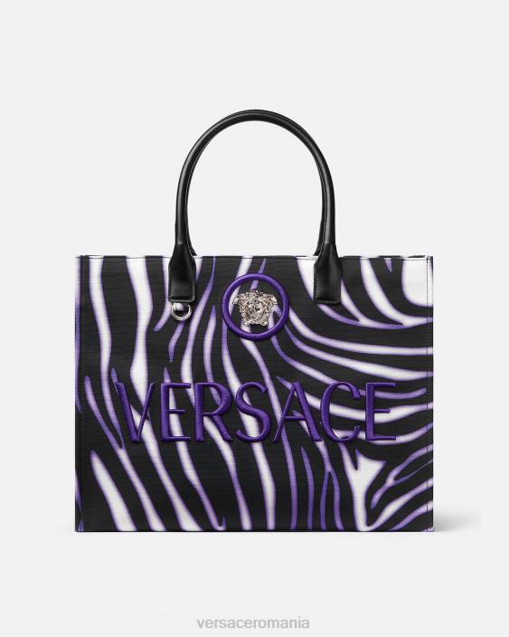 imprimeu și violet geantă tote mare zebra Versace femei saci 40L6349