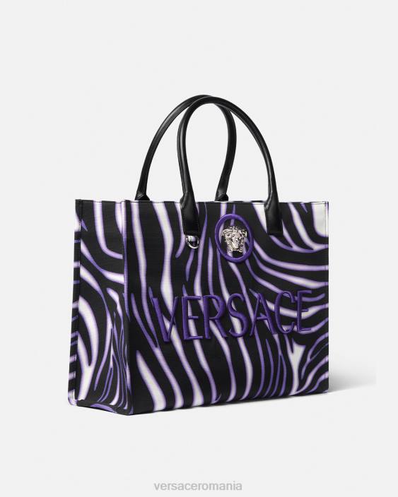 imprimeu și violet geantă tote mare zebra Versace femei saci 40L6349