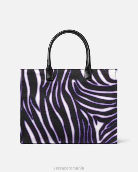 imprimeu și violet geantă tote mare zebra Versace femei saci 40L6349