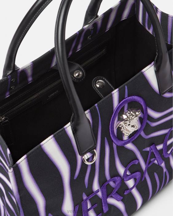 imprimeu și violet geantă tote mare zebra Versace femei saci 40L6349