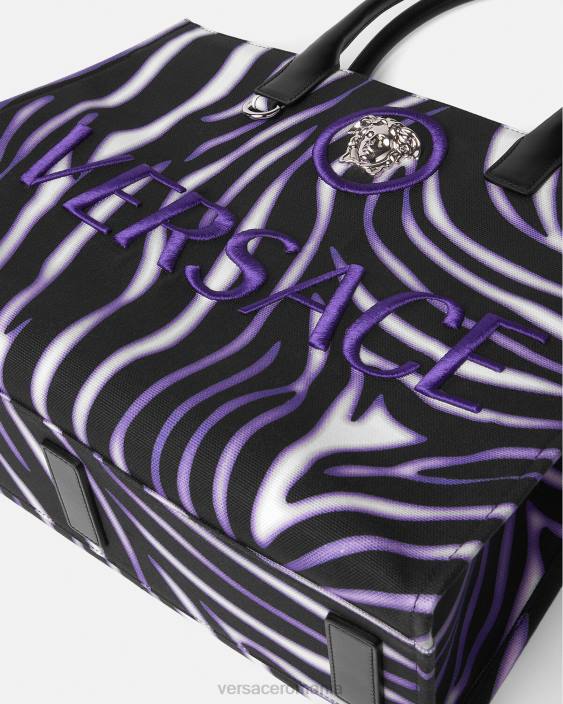 imprimeu și violet geantă tote mare zebra Versace femei saci 40L6349
