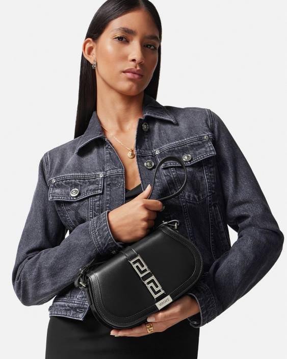 negru geanta de umar zeita greca Versace femei saci 40L6248