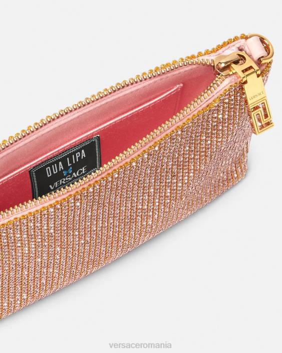 roz clutch cu plasă metalică de cristal Versace femei saci 40L6381