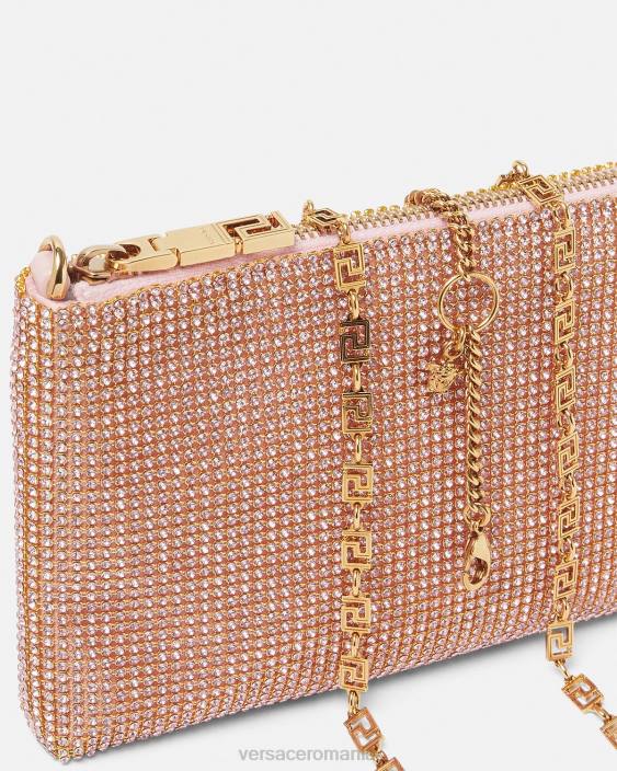 roz clutch cu plasă metalică de cristal Versace femei saci 40L6381