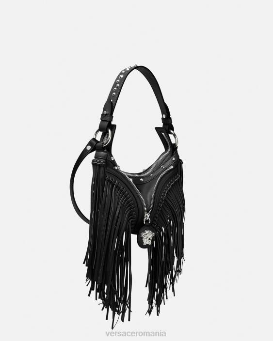 negru geantă hobo mini cu franjuri Versace femei saci 40L6297