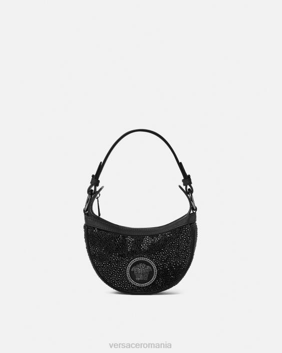 negru geantă mini hobo cu cristale repetitive Versace femei saci 40L6292